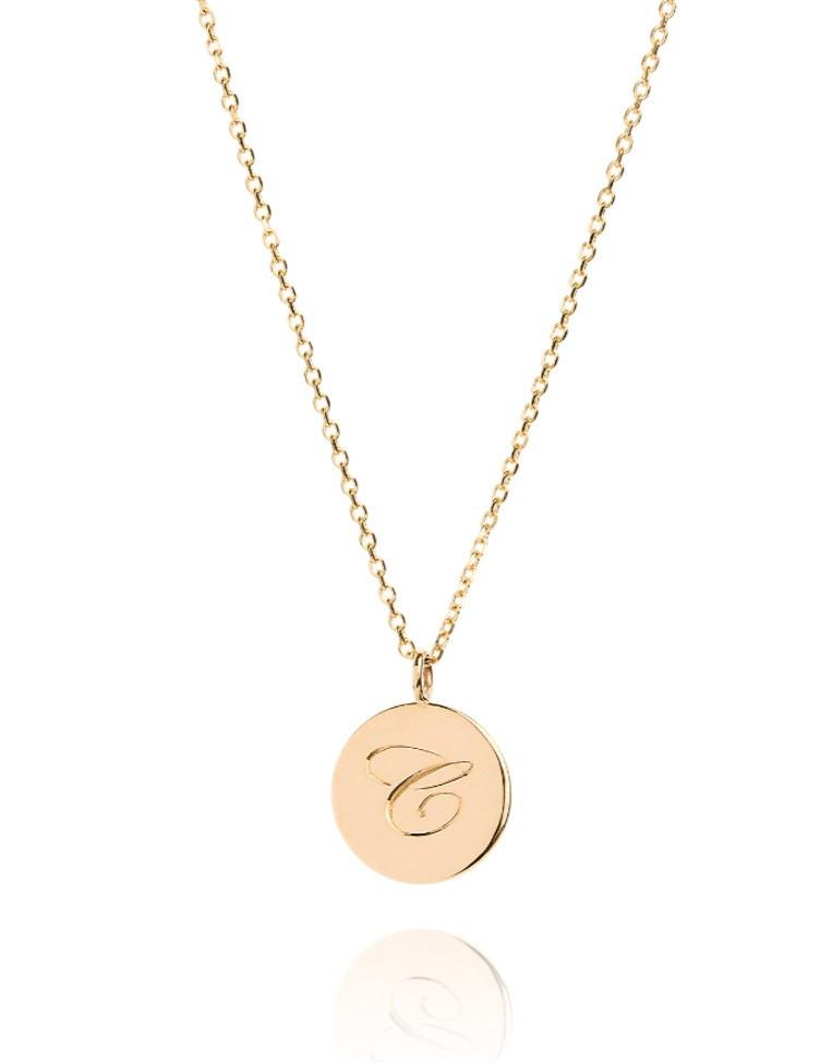 The Medium Initial Coin Necklace - Laura Lee Jewellery - 1 - 9ct Yellow Gold 